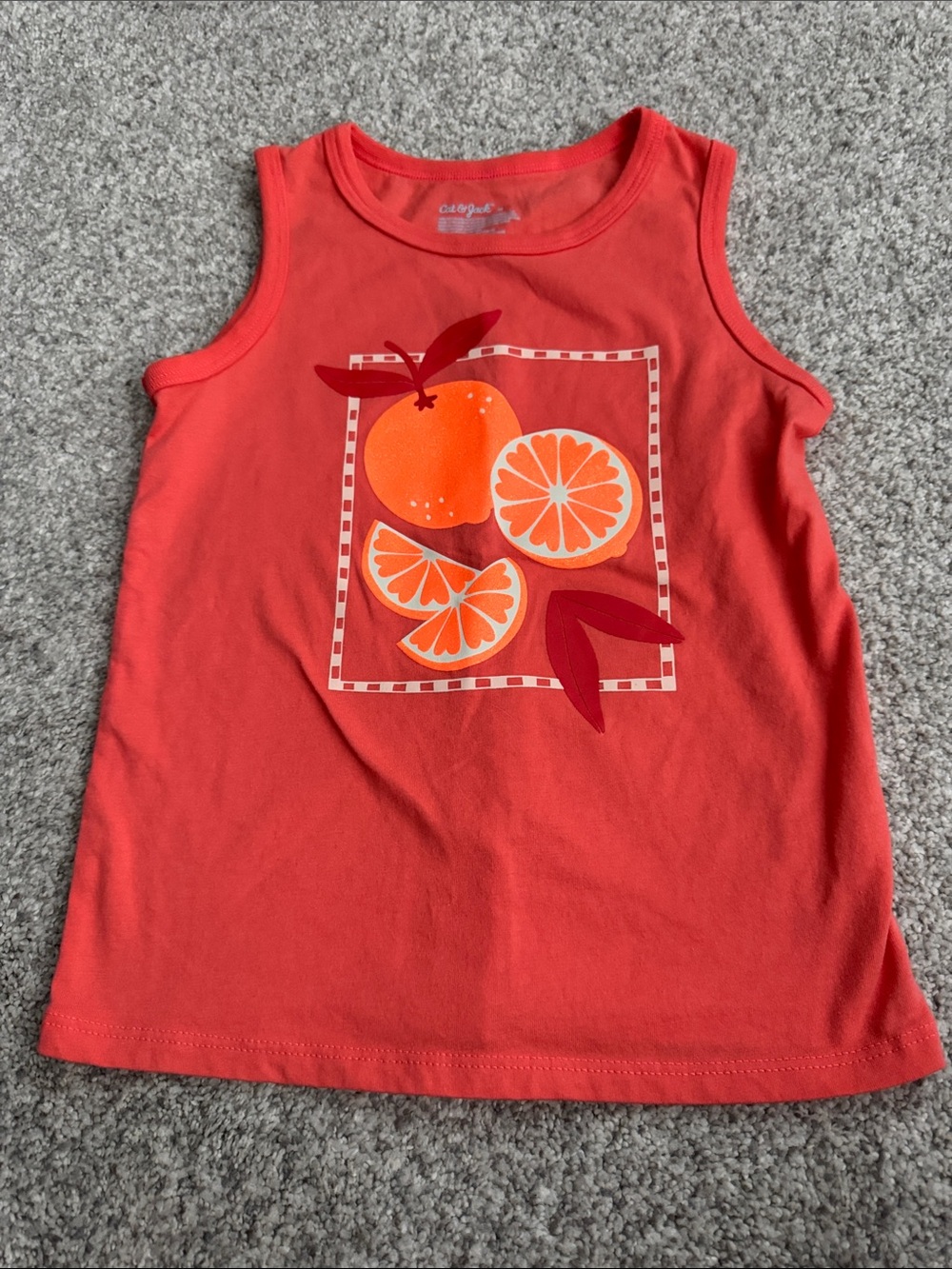 Cat & Jack Coral Orange Fruit Graphic Tank Top